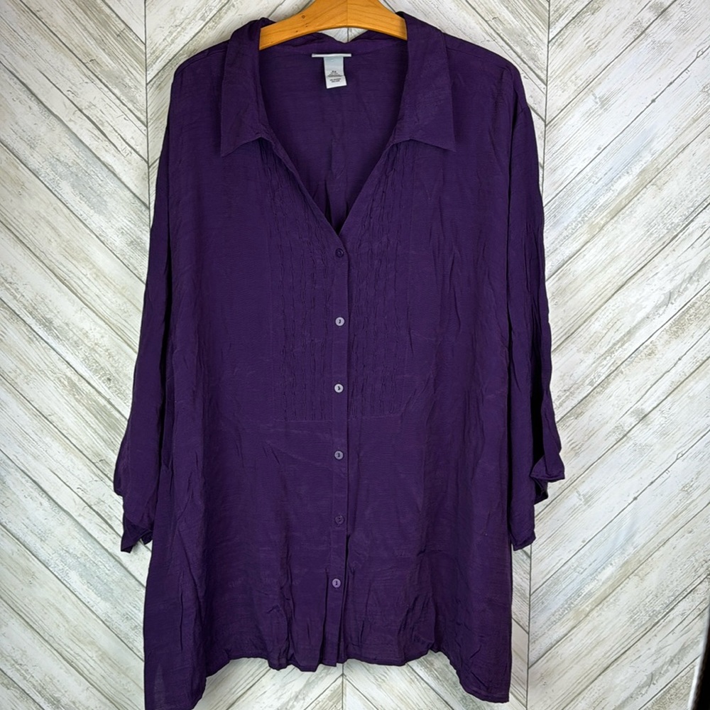 NWOT Catherine’s Long-line Crinkle fabric tunic